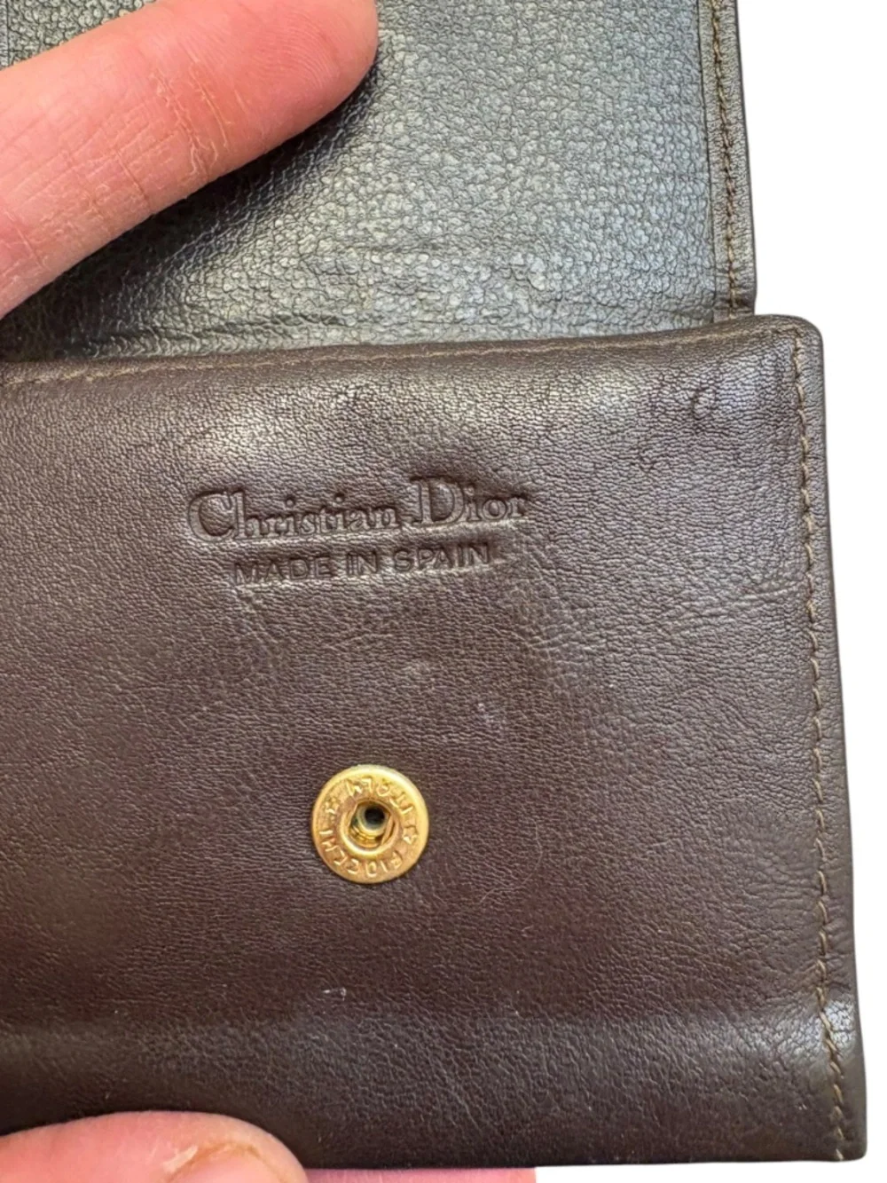 Dior vintage brown leather coin pouch